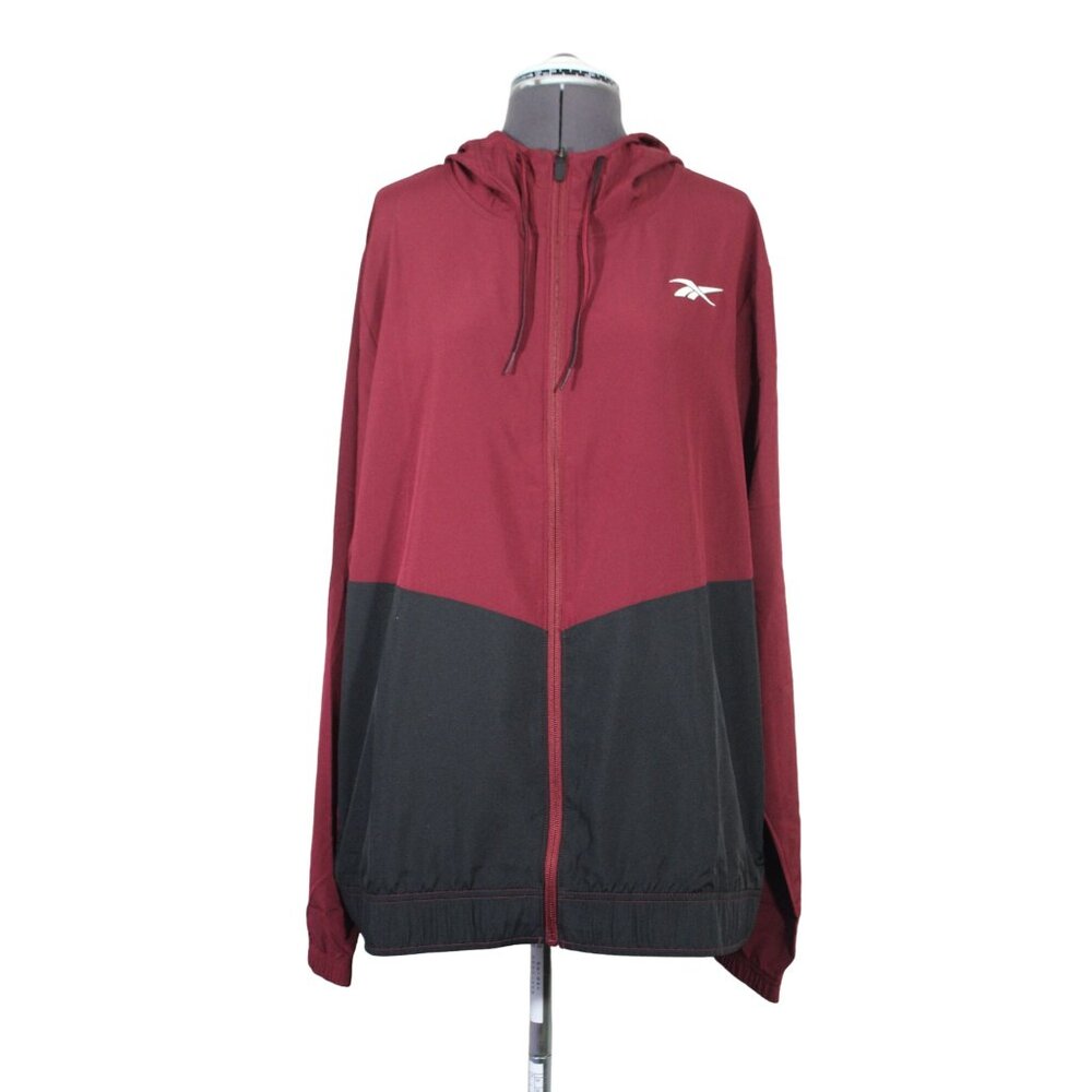 Reebok men's regular fit full zip woven training windbreaker hooded jacket